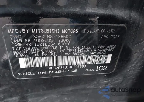 2018 Mitsubishi Mirage G4 Es z USA, uszkodzony, nr VIN ML32F3FJ1JHF03683